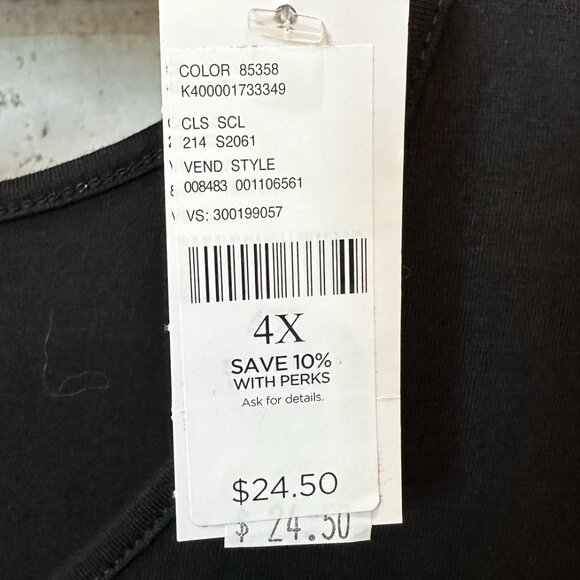 NEW - Catherines Suprema® Teardrop Tee - Black 4X - Picture 4 of 7